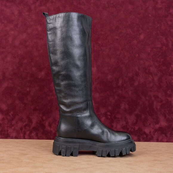 Marc Fisher Women Malena Black Leather Platform Vintage Retro Lug Boots size 6 - Picture 10 of 10